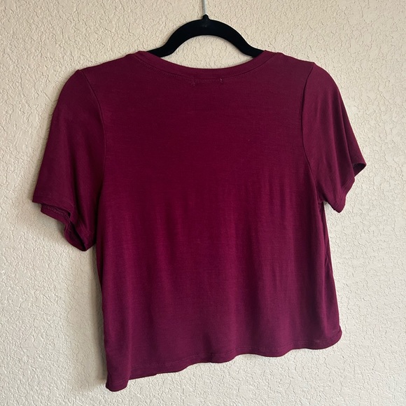 Deep Red Short Sleeve Crop Top, Size Small - Picture 3 of 7